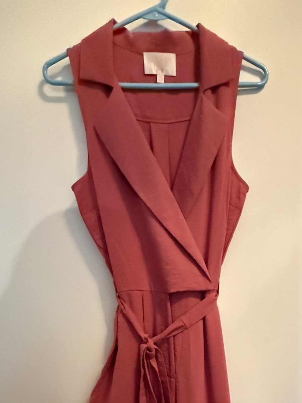 Audrey Parks Dusty Rose Tie Waist Jumpsuit Medium